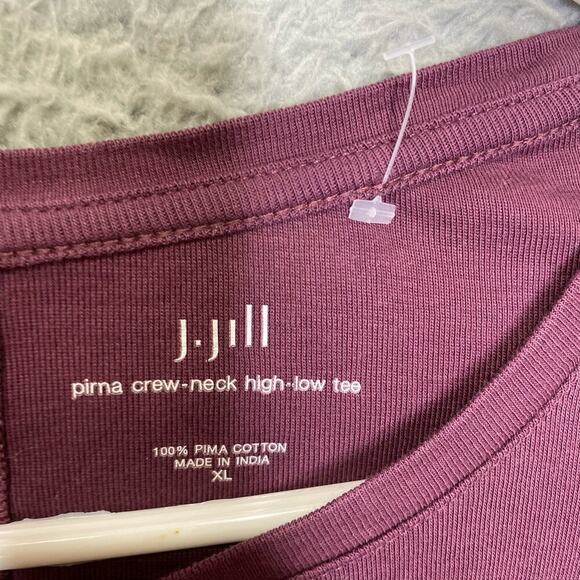 J Jill womens XL pima crewneck high low tee long sleeve shirt 100% pima cotton - Picture 2 of 6
